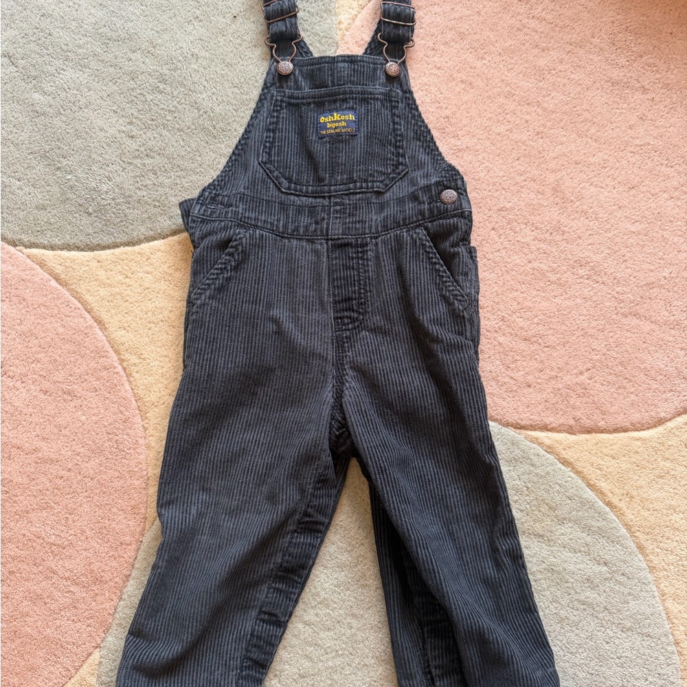 Vintage OshKosh B'gosh Charcoal Corduroy Overalls for Kids